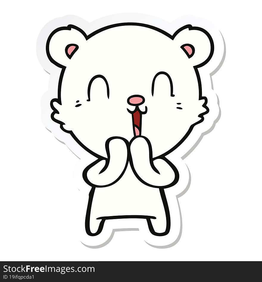 sticker of a happy cartoon polar bear