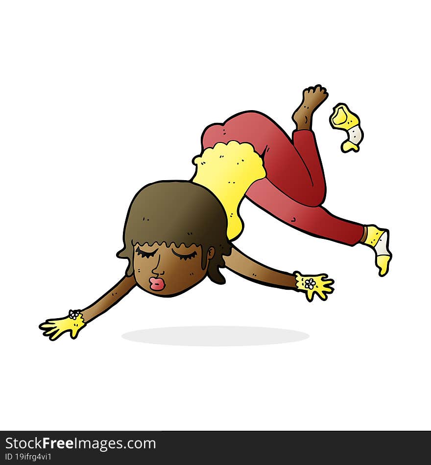 cartoon woman floating