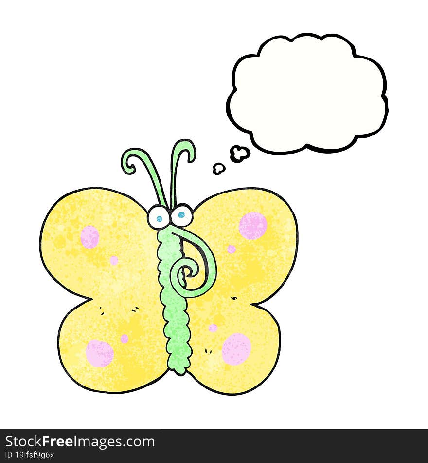 Thought Bubble Textured Cartoon Butterfly