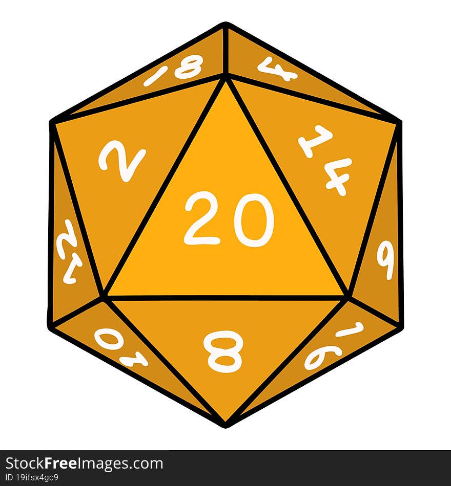 Natural 20 D20 Dice Roll Illustration