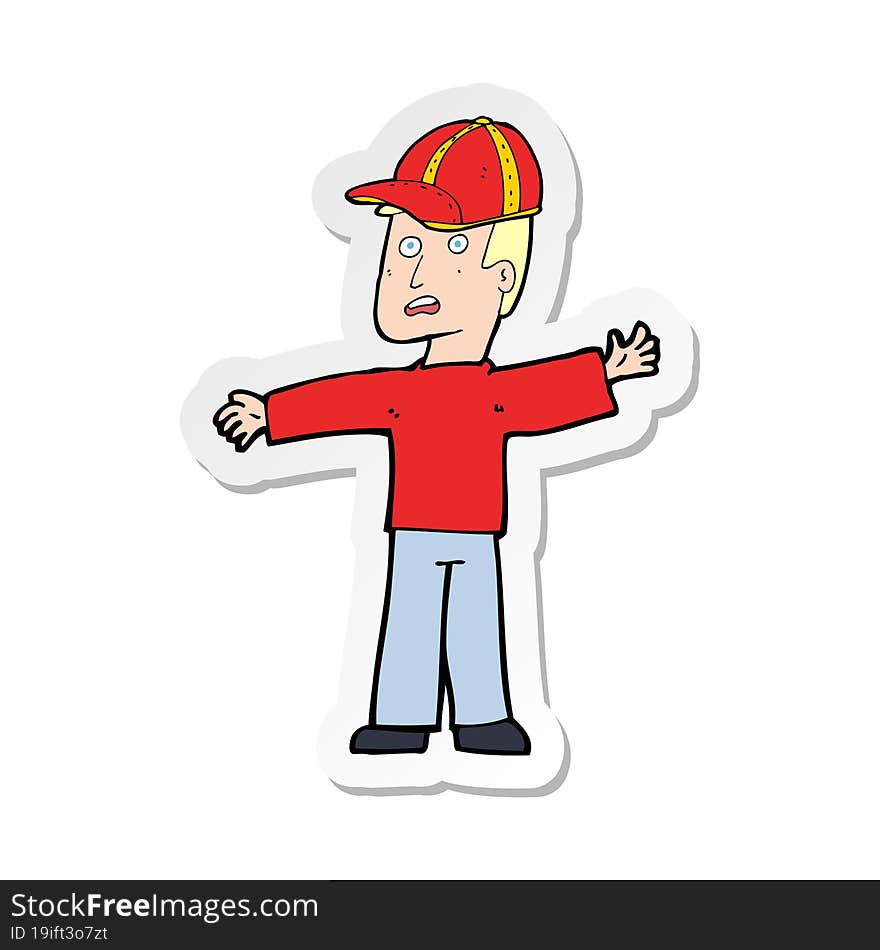 sticker of a cartoon man wearing cap