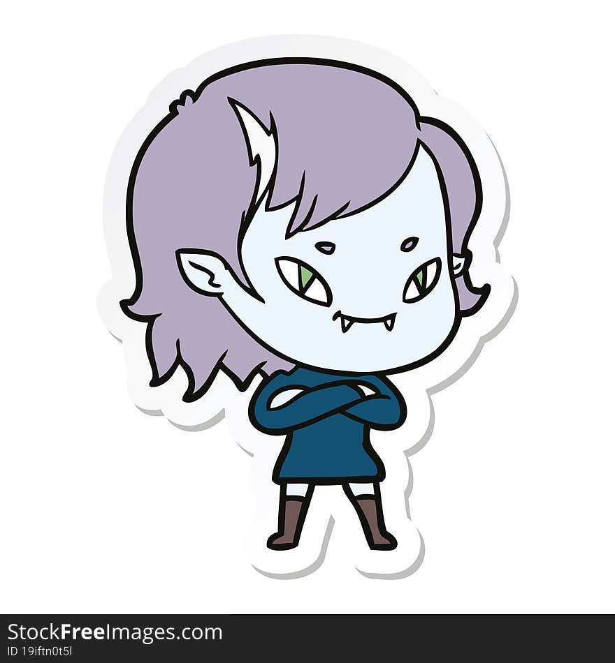 Sticker Of A Cartoon Friendly Vampire Girl