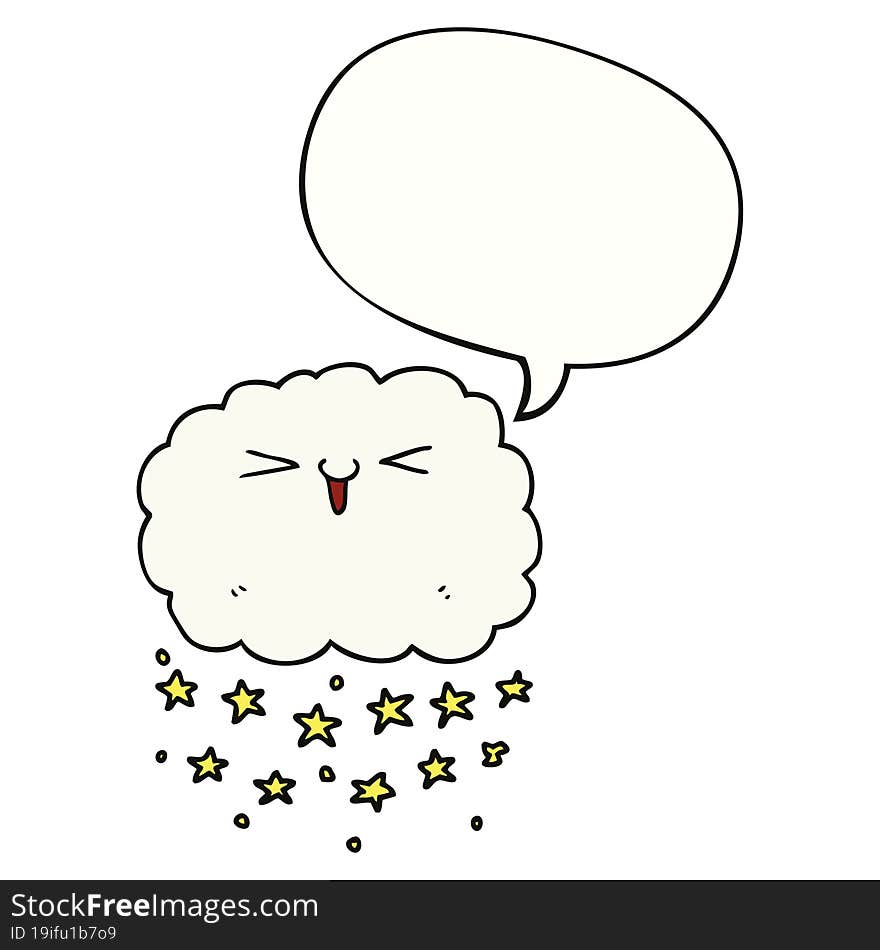 happy cartoon cloud and speech bubble