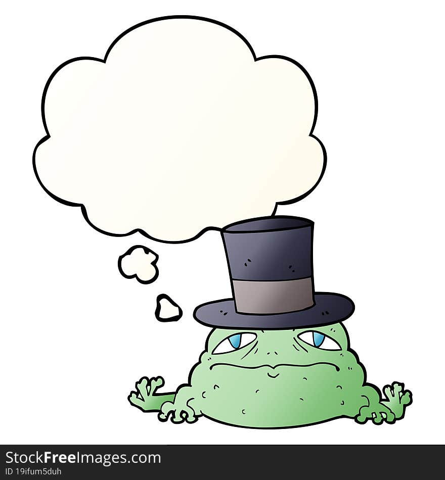 cartoon rich toad and thought bubble in smooth gradient style