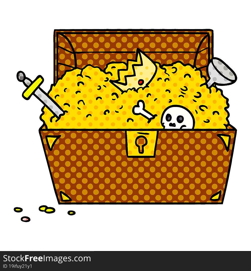hand drawn cartoon doodle of a treasure chest