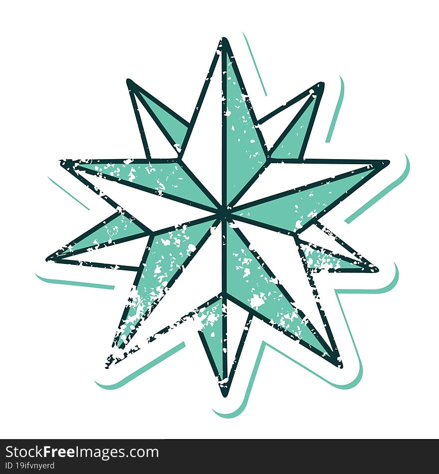 distressed sticker tattoo style icon of a star