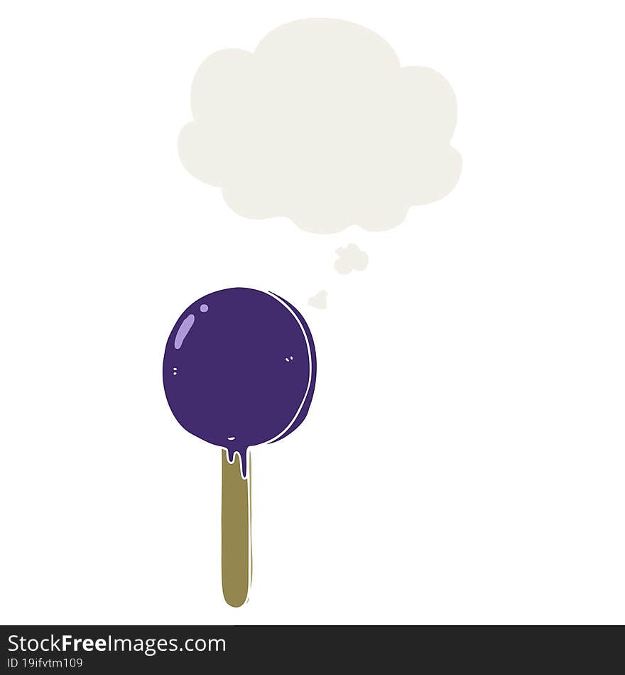 cartoon lollipop and thought bubble in retro style