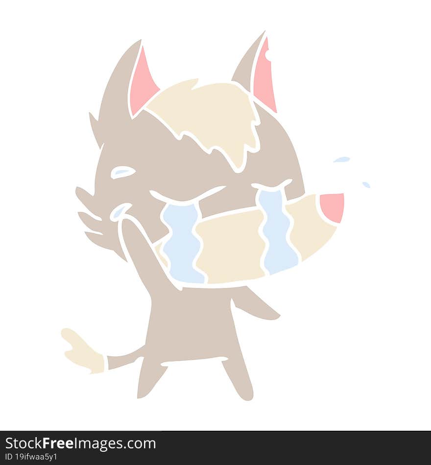 Flat Color Style Cartoon Crying Wolf