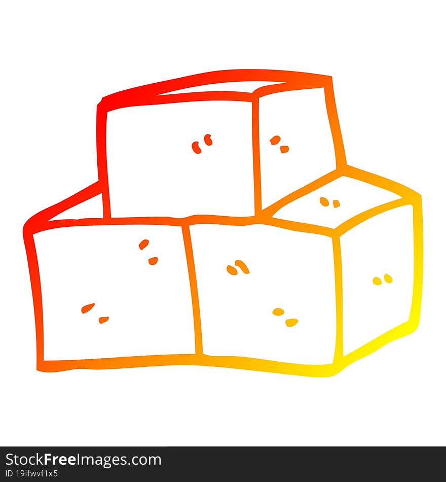 warm gradient line drawing of a cartoon breeze blocks