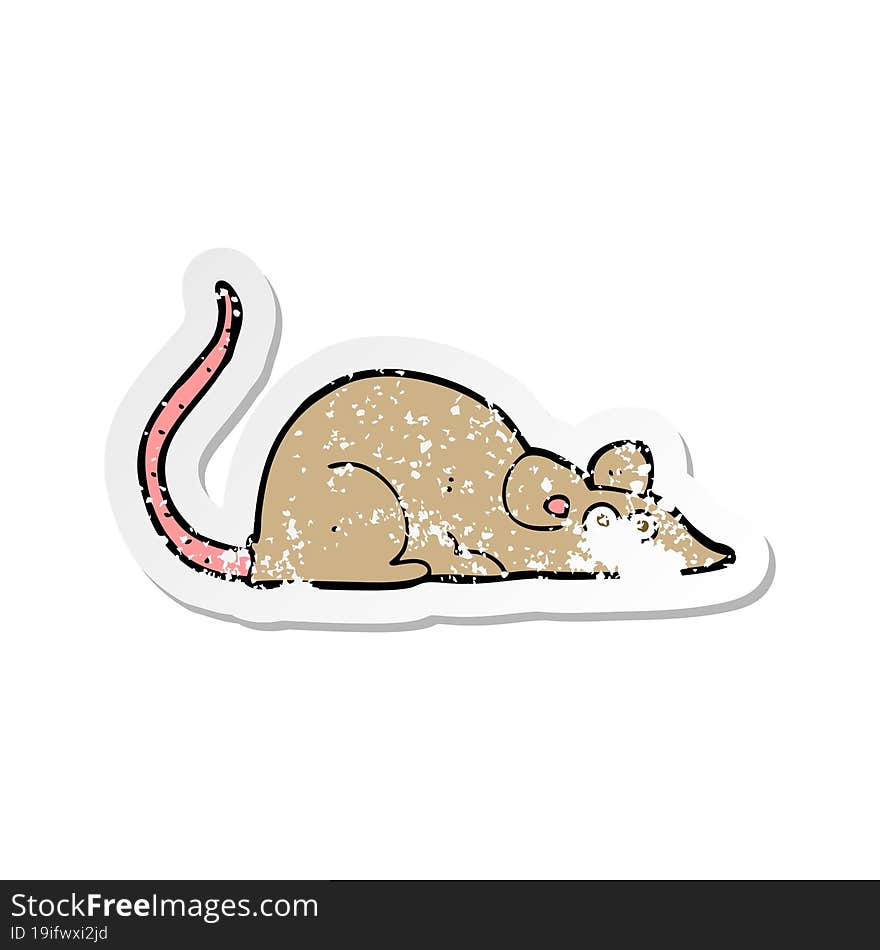 retro distressed sticker of a cartoon mouse