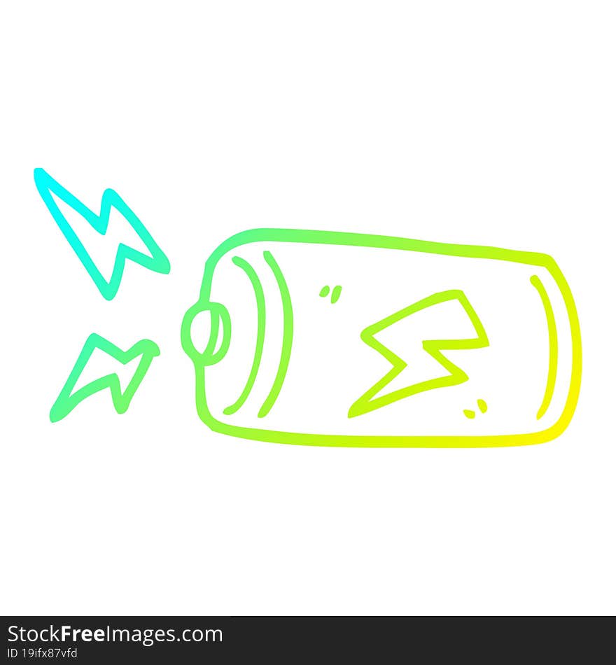 cold gradient line drawing cartoon battery