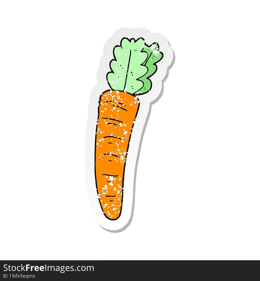 retro distressed sticker of a cartoon carrot