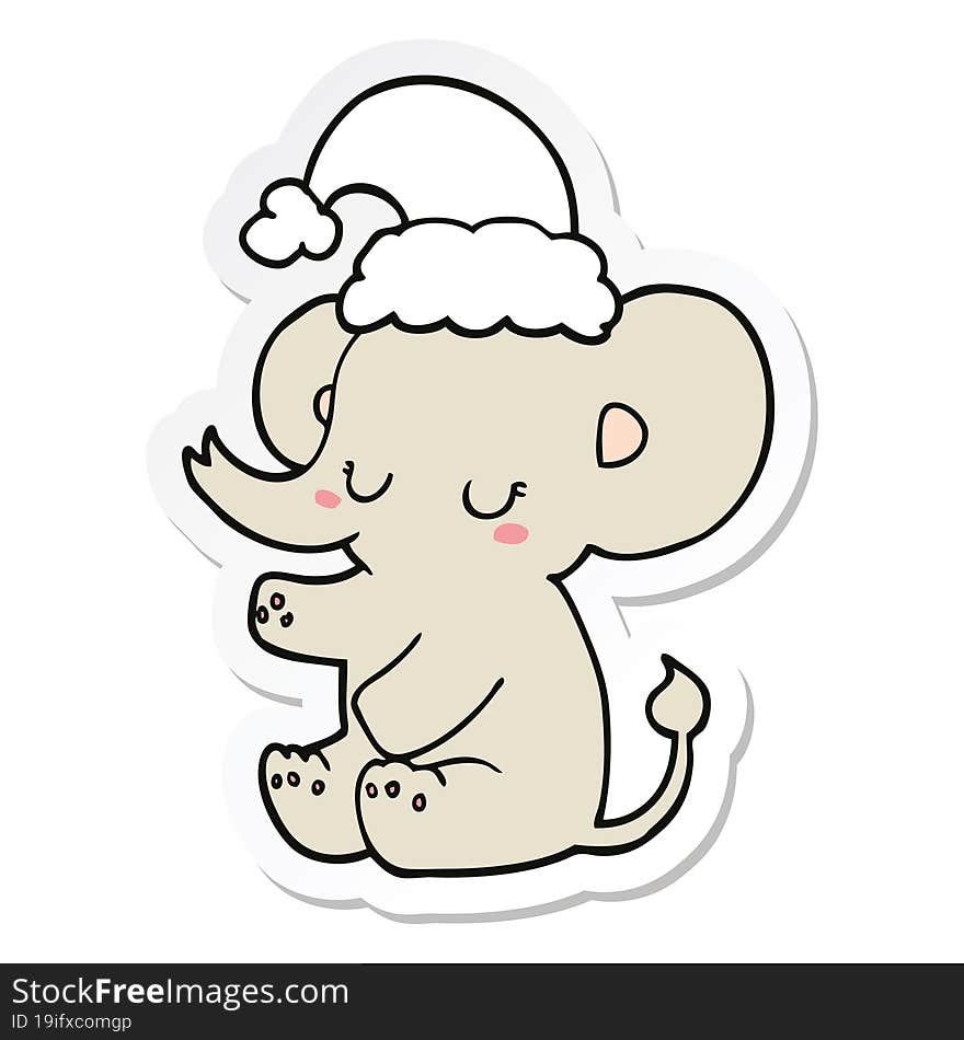 sticker of a cute christmas elephant