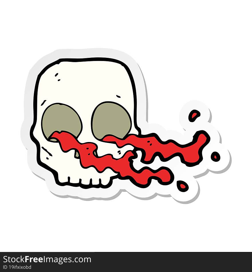 sticker of a cartoon gross skull