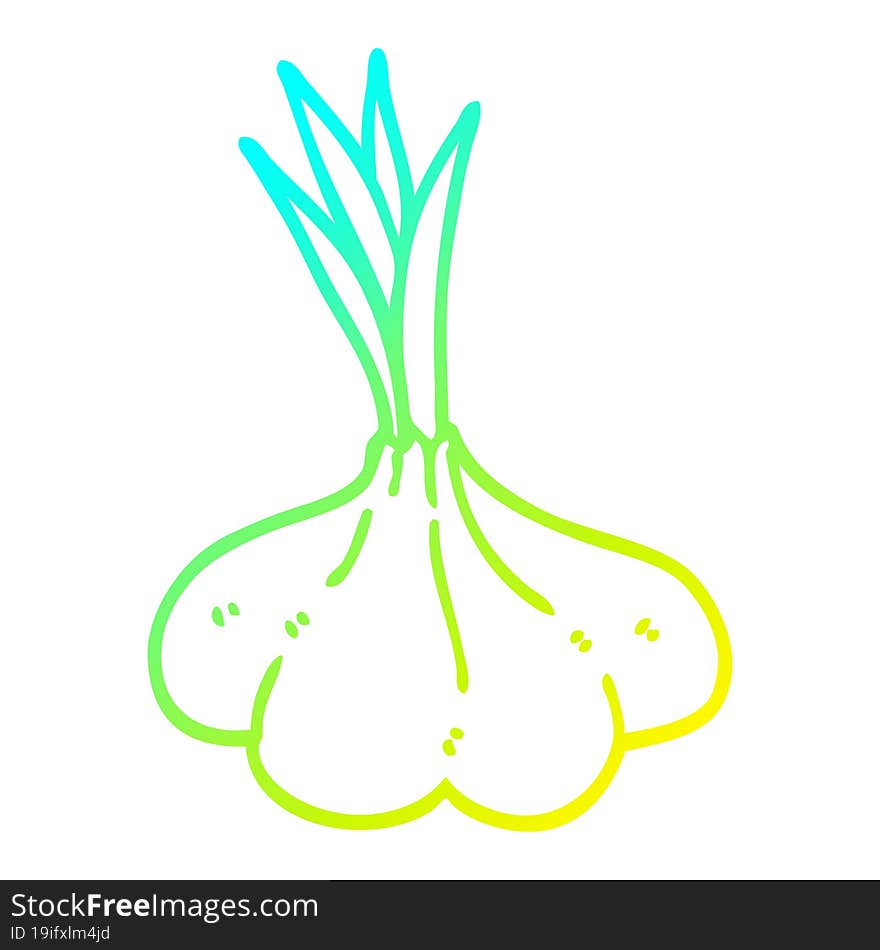 cold gradient line drawing cartoon garlic bulb