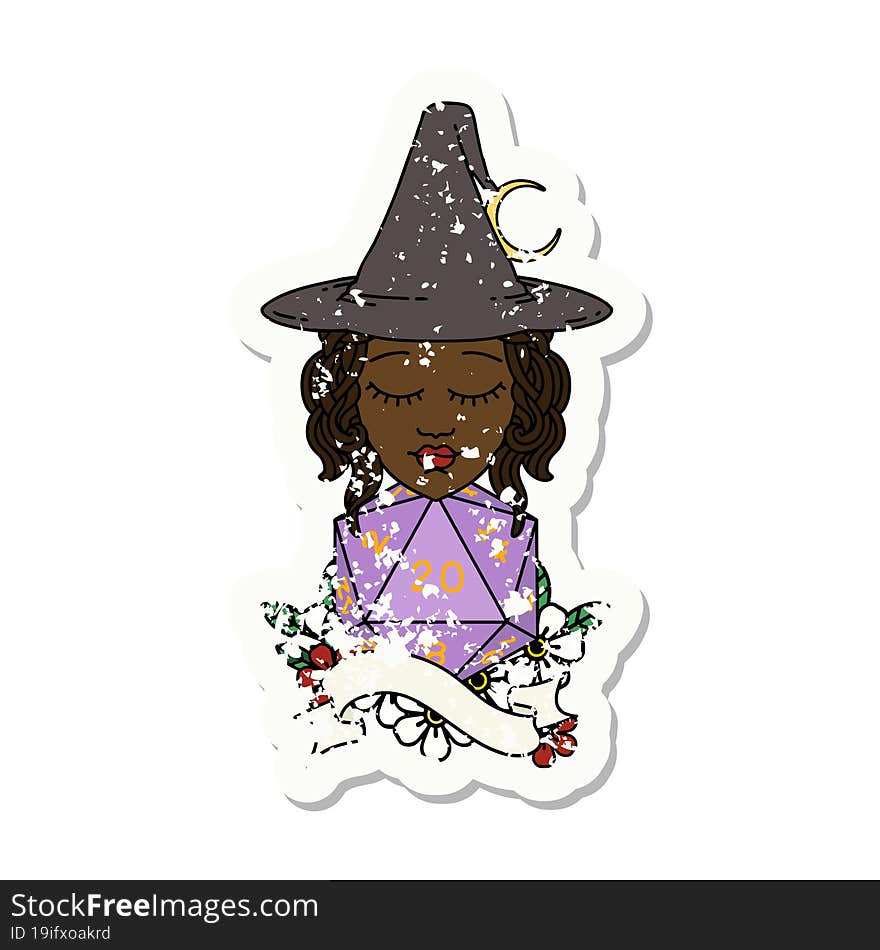 Human Mage With Natural Twenty Dice Roll Illustration