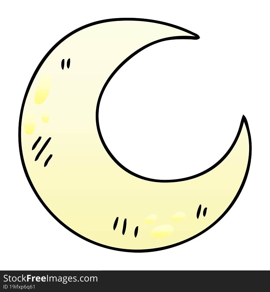 Quirky Gradient Shaded Cartoon Crescent Moon