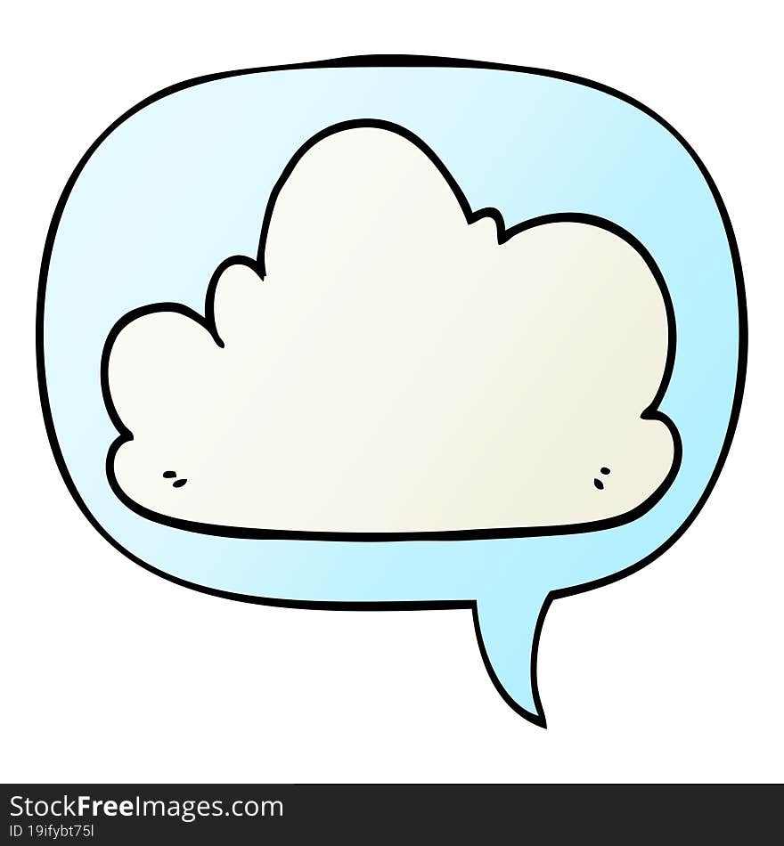 cartoon cloud and speech bubble in smooth gradient style