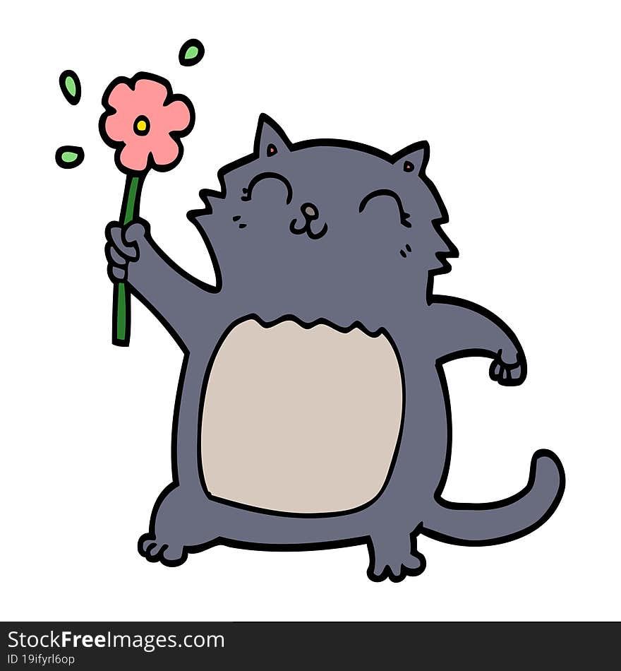 cartoon cat with flower