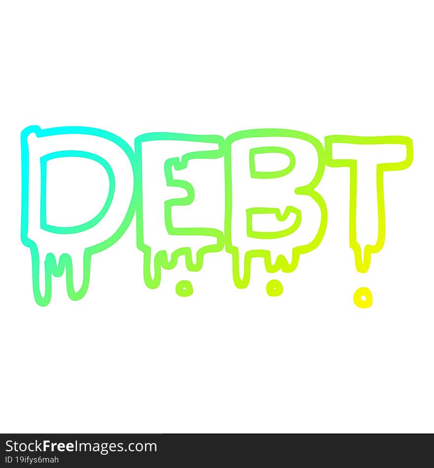 cold gradient line drawing cartoon debt sign