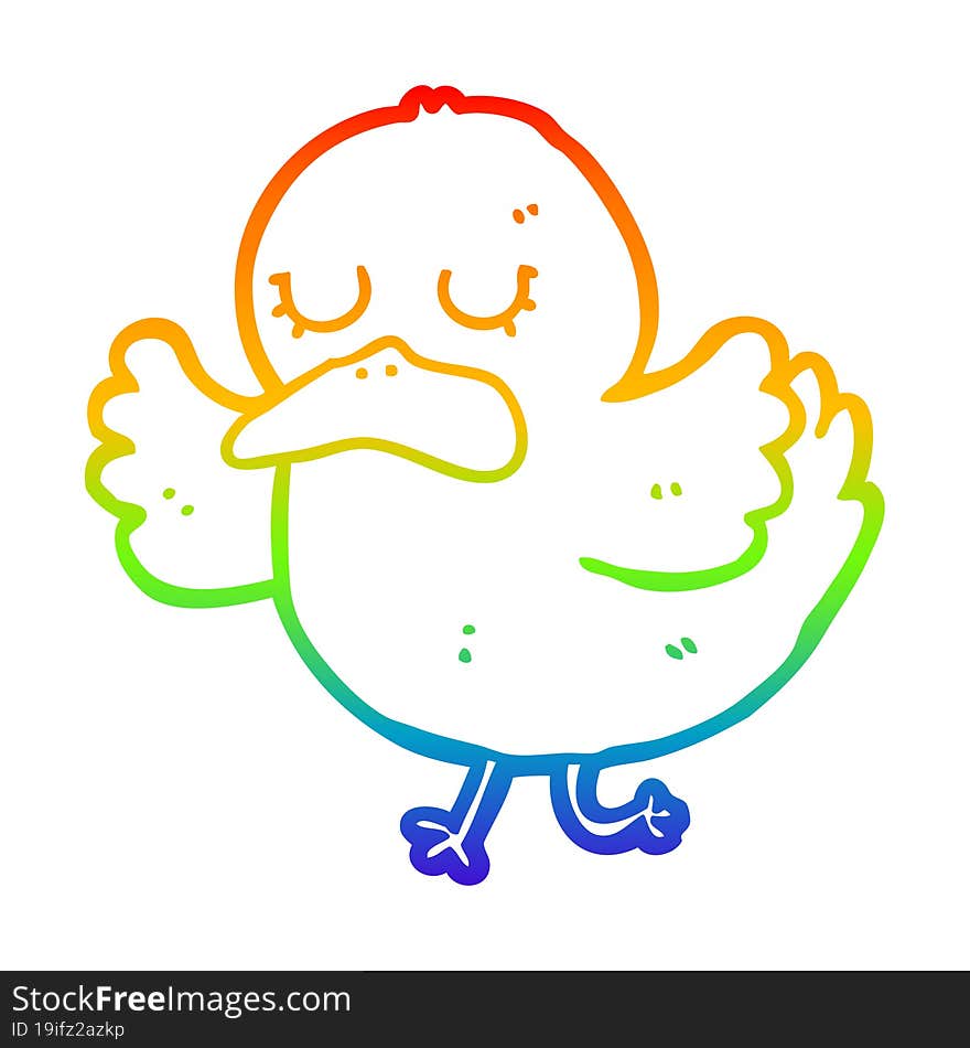 rainbow gradient line drawing cartoon duck