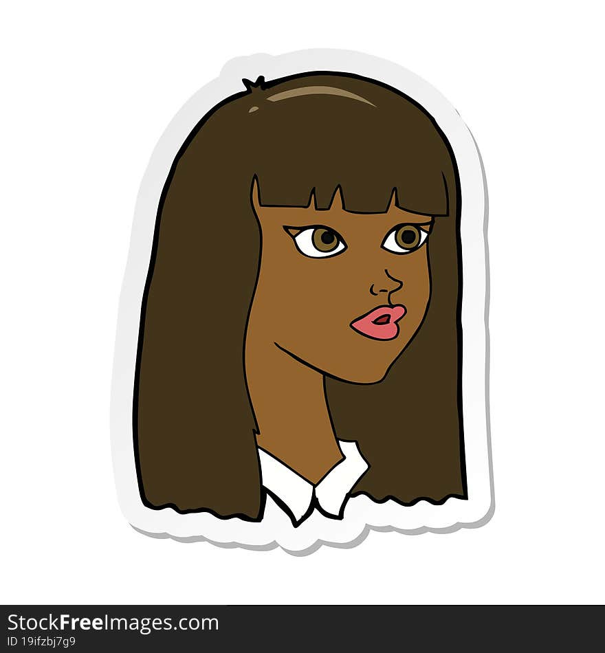 sticker of a cartoon pretty girl with long hair