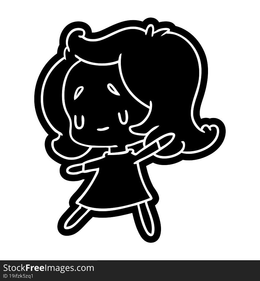 cartoon icon of a cute kawaii girl