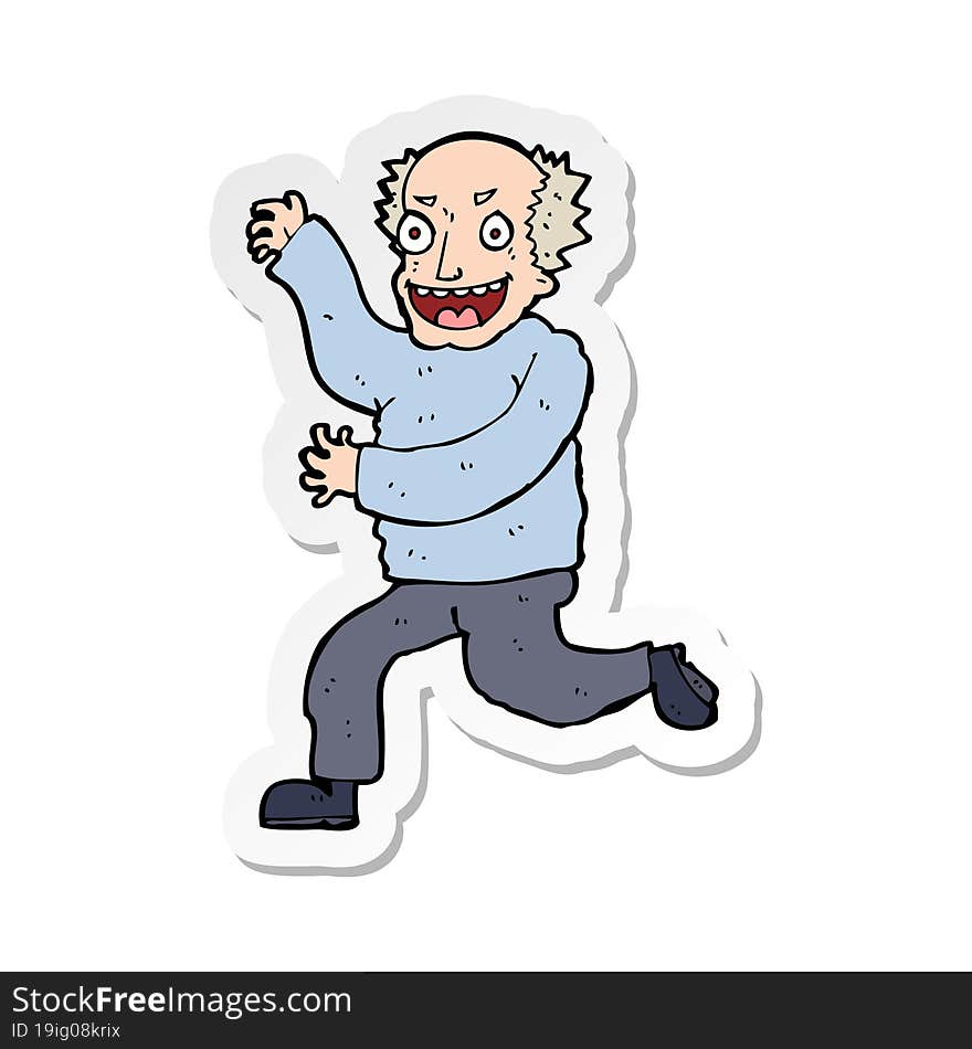 sticker of a cartoon evil old man