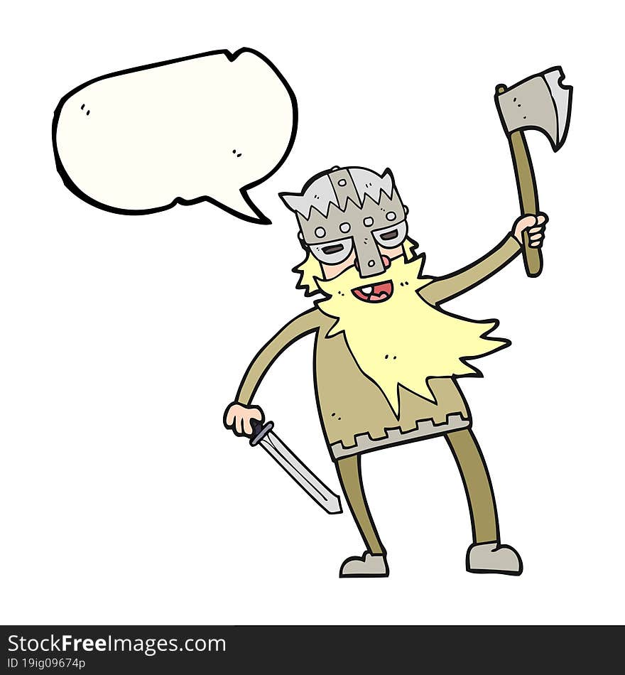 freehand drawn speech bubble cartoon viking warrior