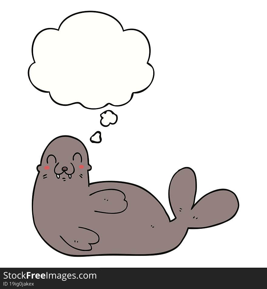 cartoon seal and thought bubble