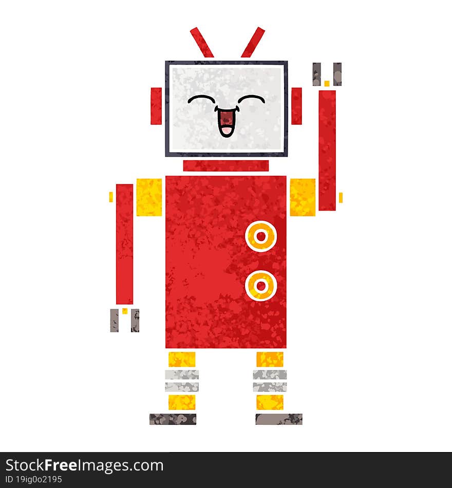 Retro Illustration Style Cartoon Robot