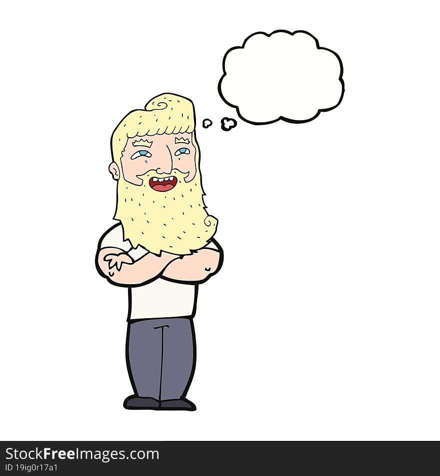 cartoon proud man with thought bubble