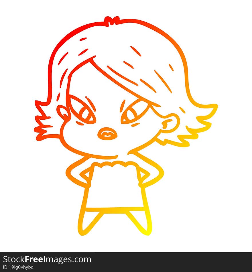 warm gradient line drawing of a cartoon stressed woman