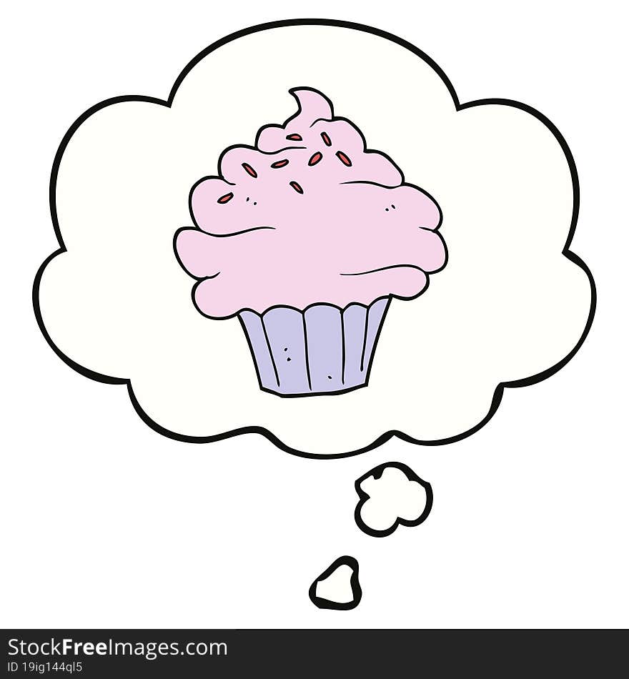 Cartoon Cupcake And Thought Bubble