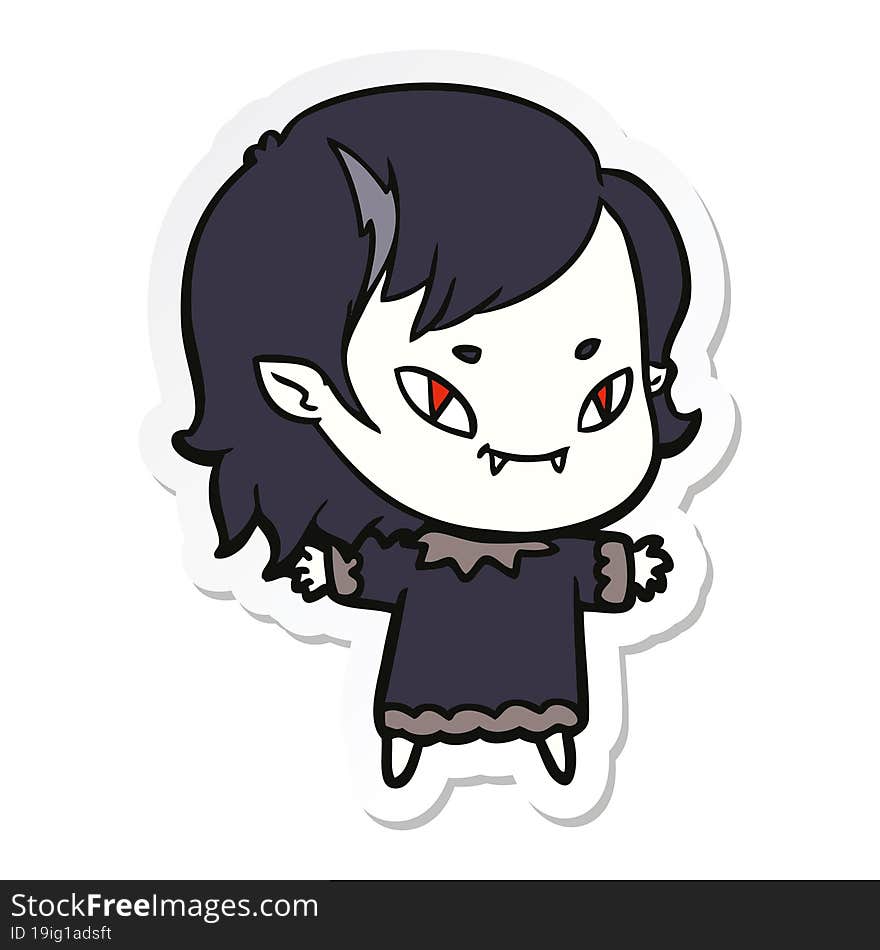 sticker of a cartoon friendly vampire girl