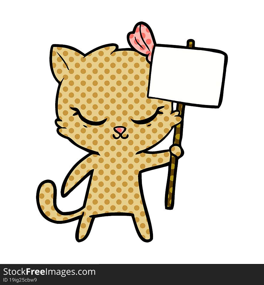 cute cartoon cat with sign. cute cartoon cat with sign