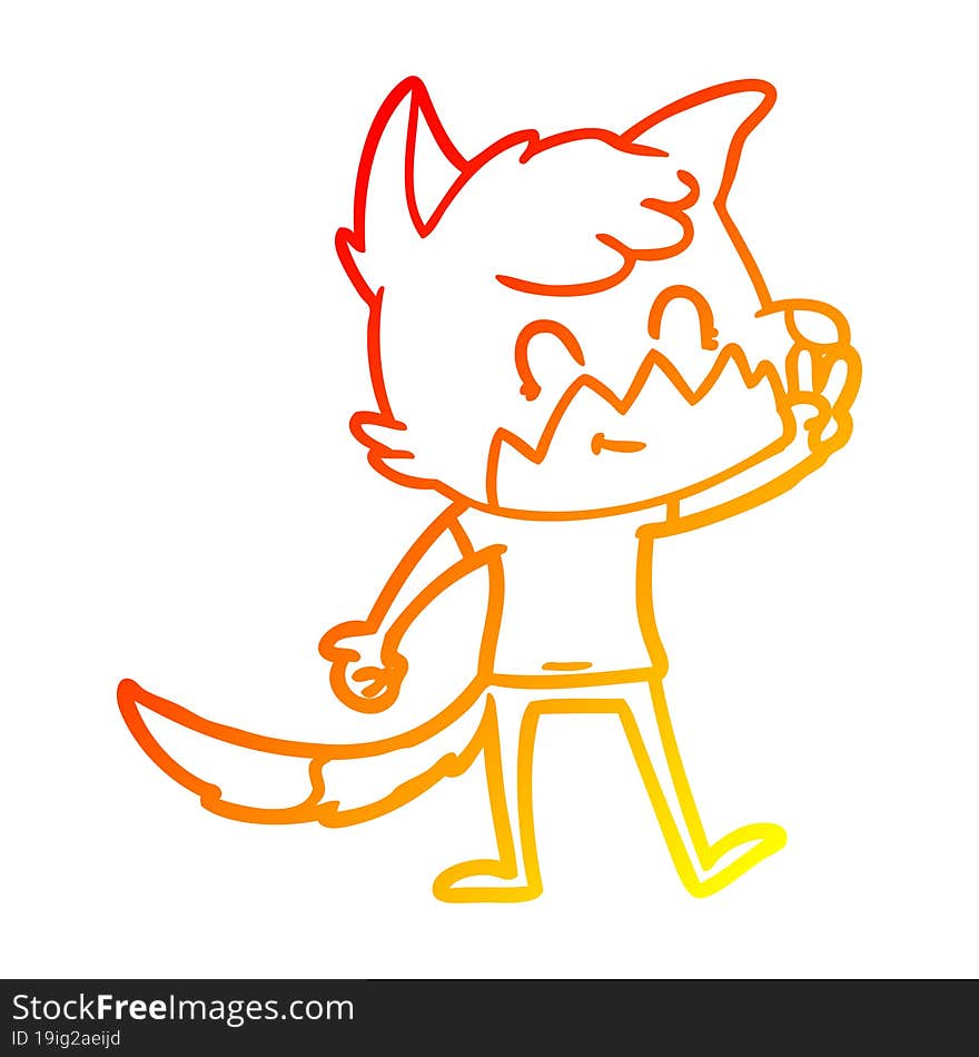 warm gradient line drawing cartoon friendly fox