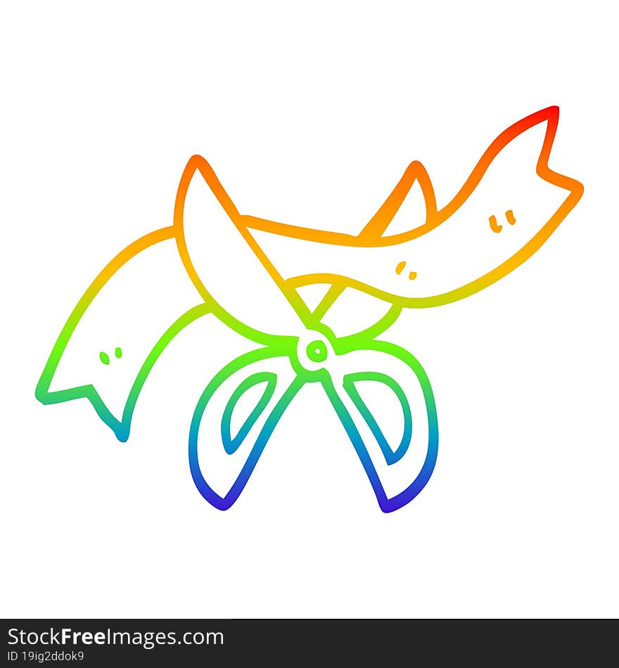 rainbow gradient line drawing of a cartoon ceremony scissors