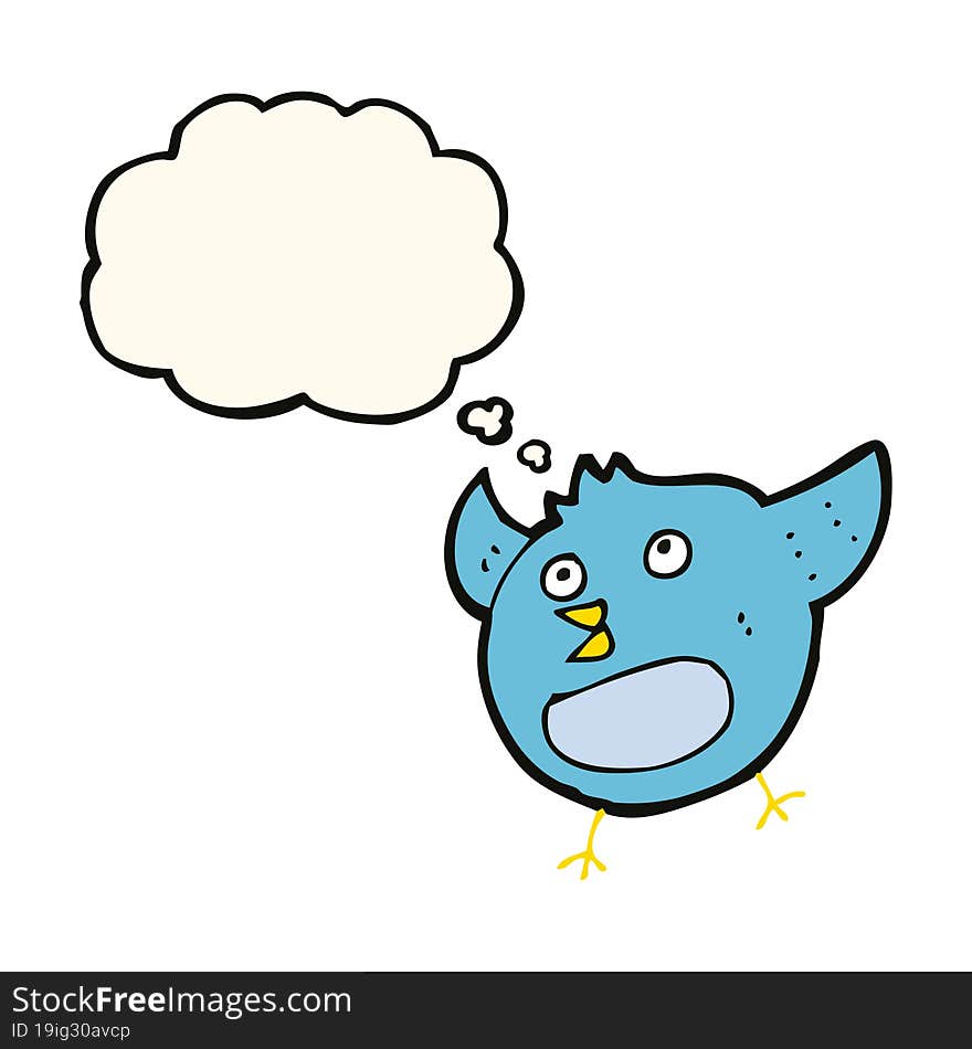 Cartoon Happy Bird With Thought Bubble