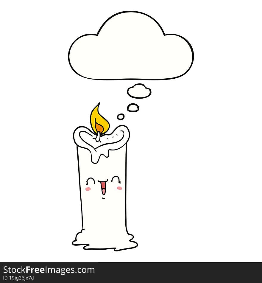 cartoon happy candle and thought bubble