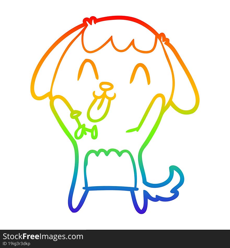 rainbow gradient line drawing of a cute cartoon dog