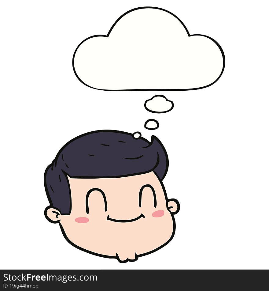 Cartoon Male Face And Thought Bubble