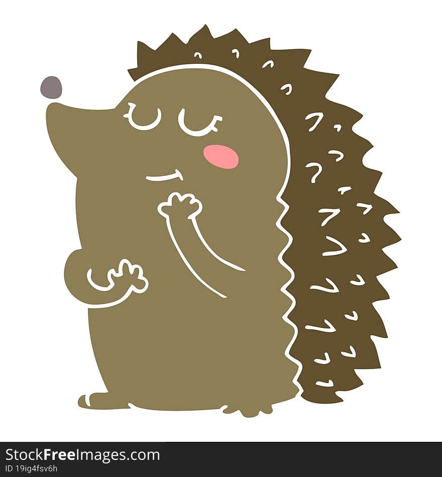 cute flat color style cartoon hedgehog