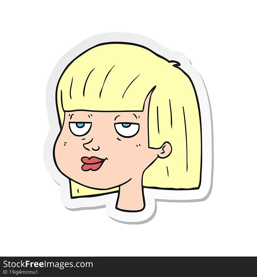 sticker of a cartoon female face