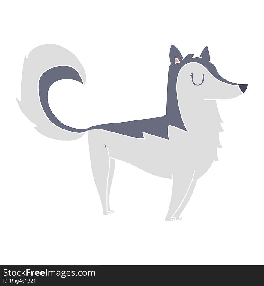 flat color style cartoon husky