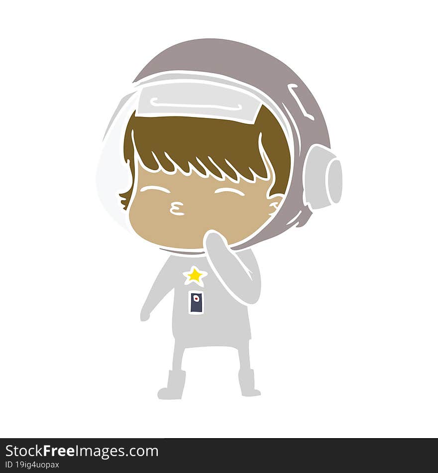 flat color style cartoon curious astronaut