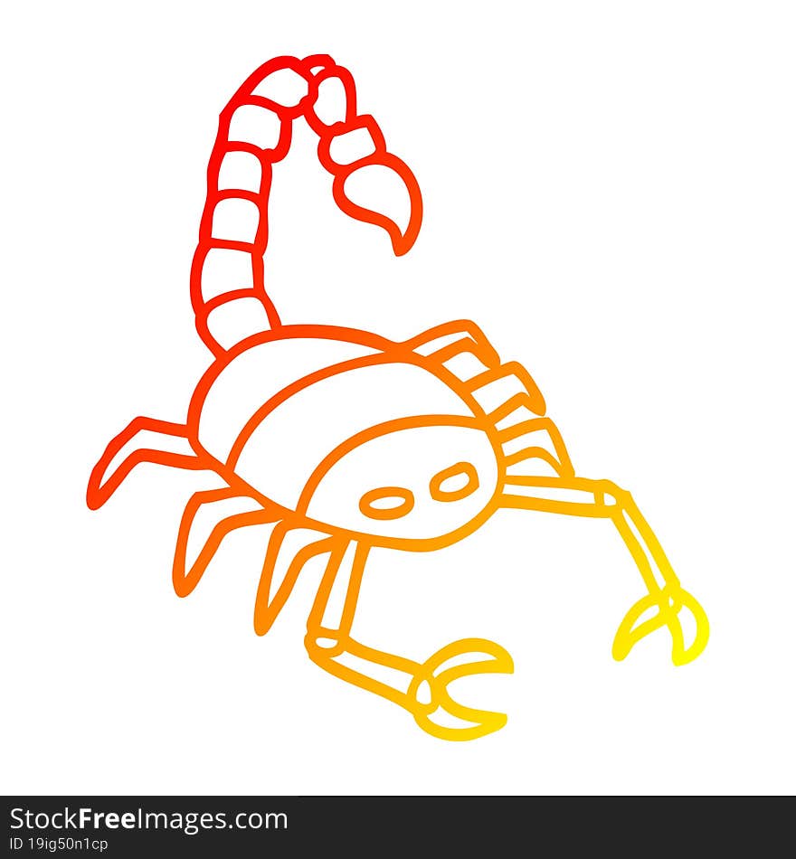 warm gradient line drawing cartoon scorpion