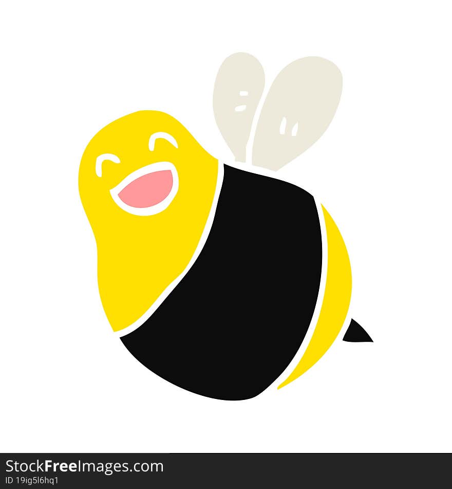 Flat Color Style Cartoon Bee