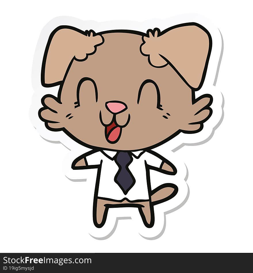 Sticker Of A Laughing Cartoon Dog Manager