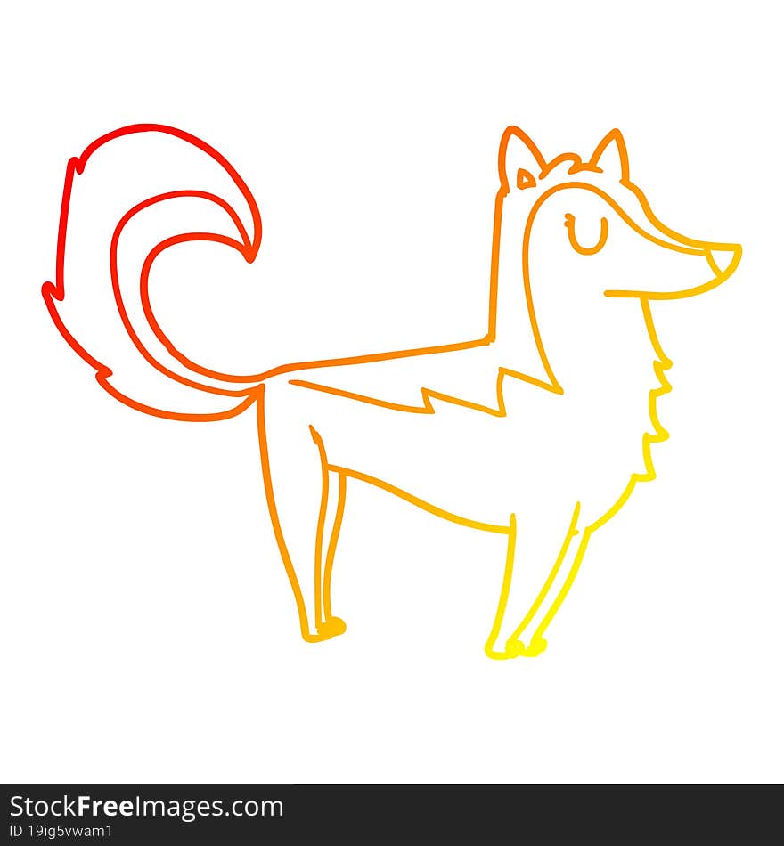 warm gradient line drawing cartoon husky